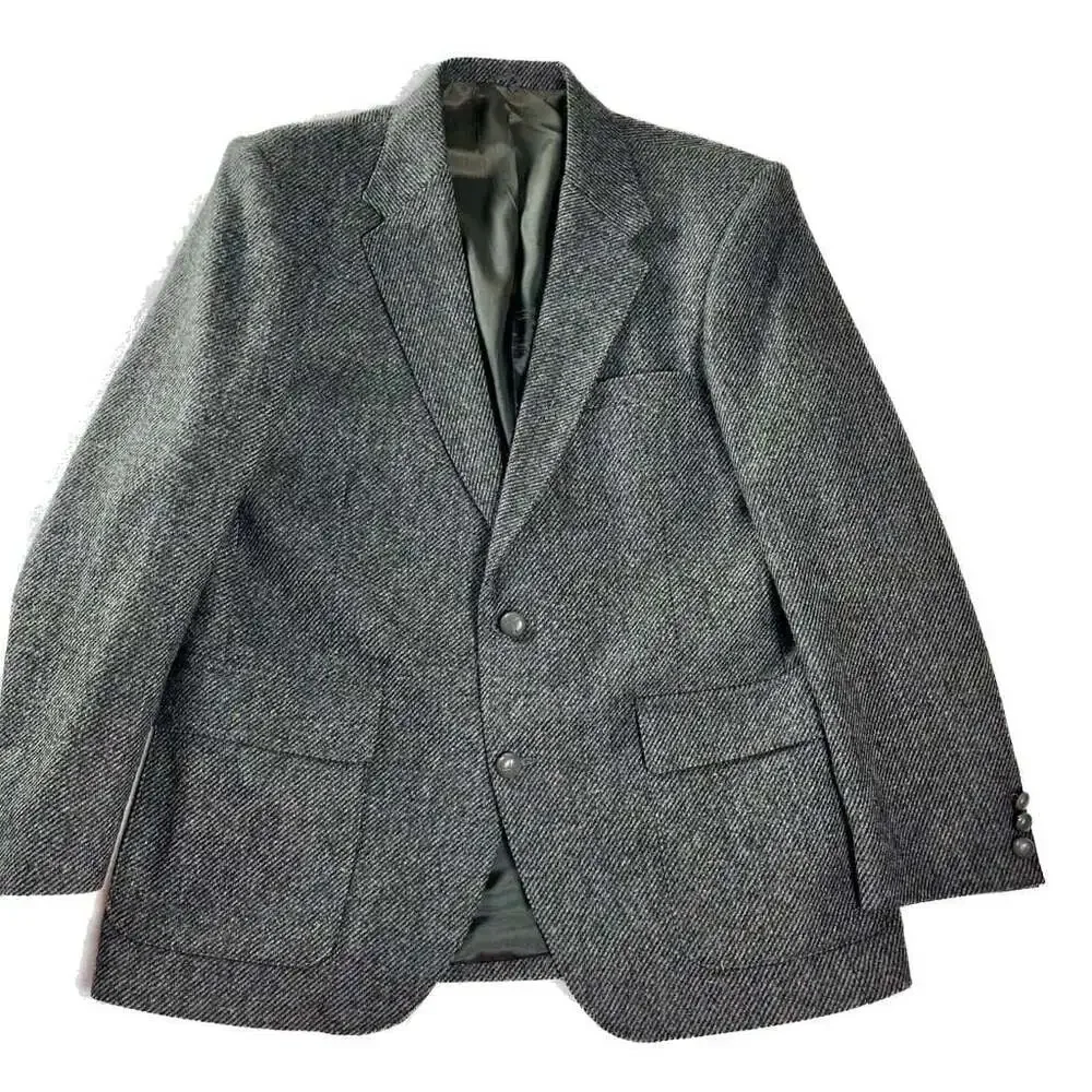 Farah WFT 100% Wool Tweed Blazer Gray‎ Herringbone Sport Coat Men's 42R